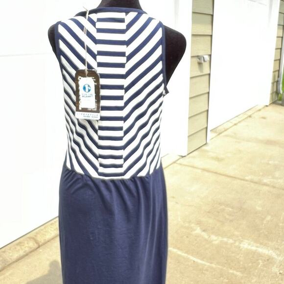 Toad & CO long dress, navy with white stripes, tank style, women's size S - Picture 4 of 8